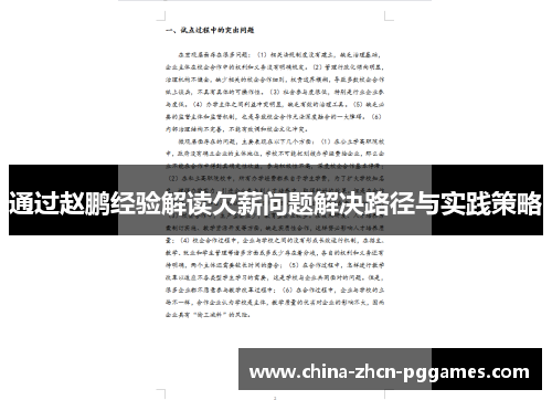 通过赵鹏经验解读欠薪问题解决路径与实践策略